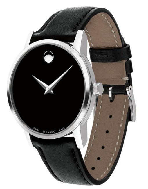 Movado Museum Classic Black Dial & Leather Strap Watch, 28mm - Image 2