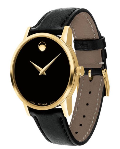 Movado Museum Classic Black Dial & Leather Strap Watch, 28mm - Image 2