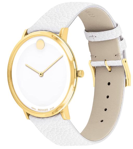 Movado Modern 47 White Dial & Leather Strap Watch, 40mm - Image 2