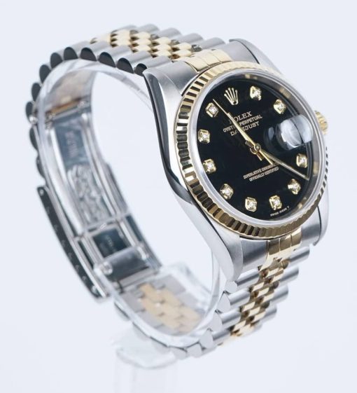 Rolex Pre-Owned Oyster Perpetual Datejust Two-Tone Black Dial Watch, 36mm - Image 2