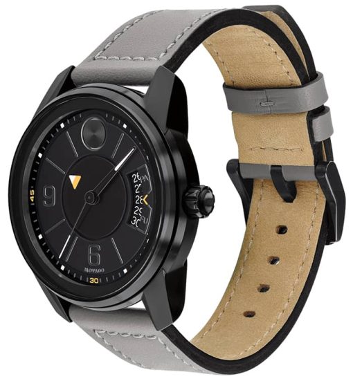 Movado BOLD Verso Black Dial  Grey Leather Strap Watch, 42mm - Image 2
