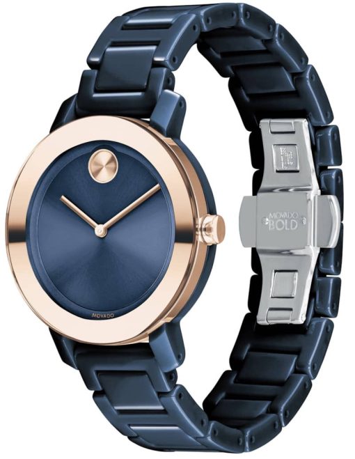 Movado BOLD Evolution Navy Dial & Ceramic Link Bracelet Watch, 36mm - Image 2
