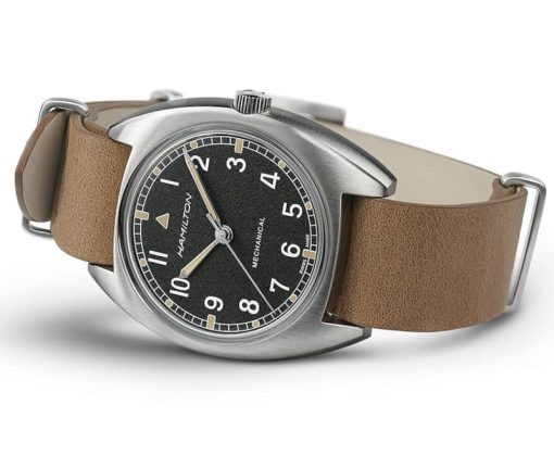 Hamilton Khaki Aviation Pilot Pioneer Mechanical Black Dial Brown Leather Watch, 36mm x 33mm - Image 3