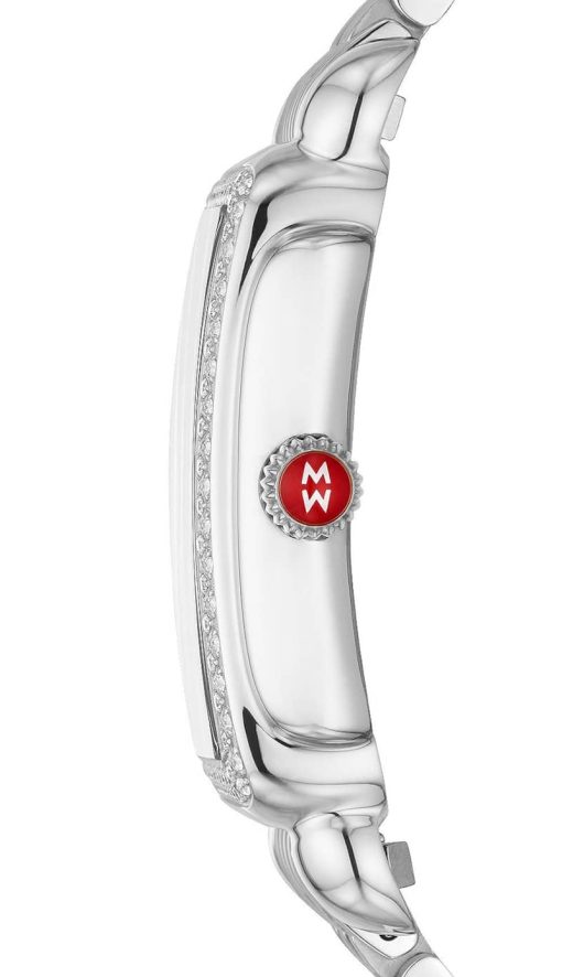 Michele Deco Park  White MOP w/ Diamond Dial Stainless Steel Watch, 26.5mm x 37mm - Image 2
