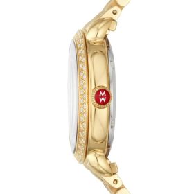 Michele Sidney Classic MOP w/ Diamond Dial Gold Bracelet Watch, 33mm - Image 2