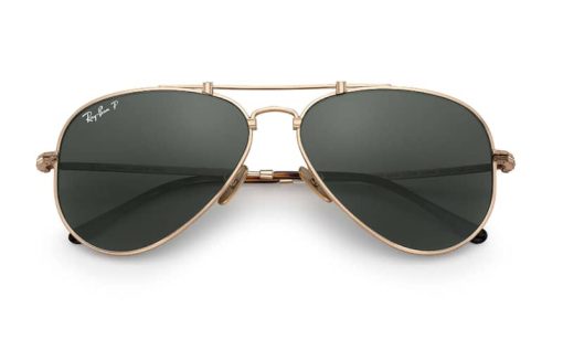 Ray-Ban RB8125M Aviator Titanium Gold Classic Sunglasses, 58mm - Image 2