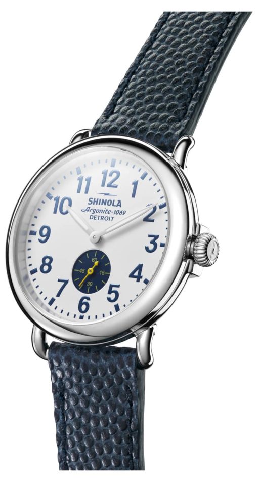 Shinola The Runwell White Dial Navy Leather Watch, 41mm - Image 2