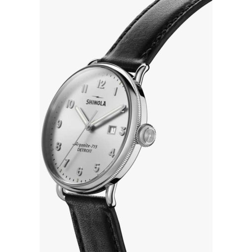 Shinola The Canfield Silver Sunray Dial Leather Watch, 43mm - Image 2