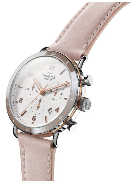 Shinola The Canfield Sport White Dial with Blush Leather Strap Watch, 40mm - Image 2