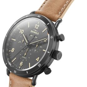 Shinola The Canfield Sport Gray Dial Natural Leather Strap Watch, 45mm - Image 2