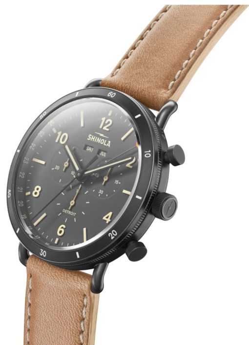 Shinola The Canfield Sport Gray Dial Natural Leather Strap Watch, 45mm - Image 2