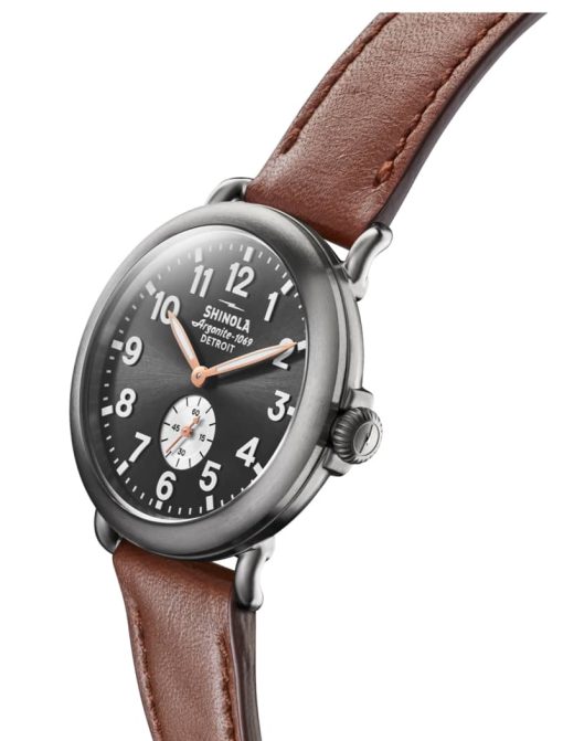 Shinola The Runwell Gunmetal Sandblast Sunray Dial Leather Watch, 41mm - Image 2