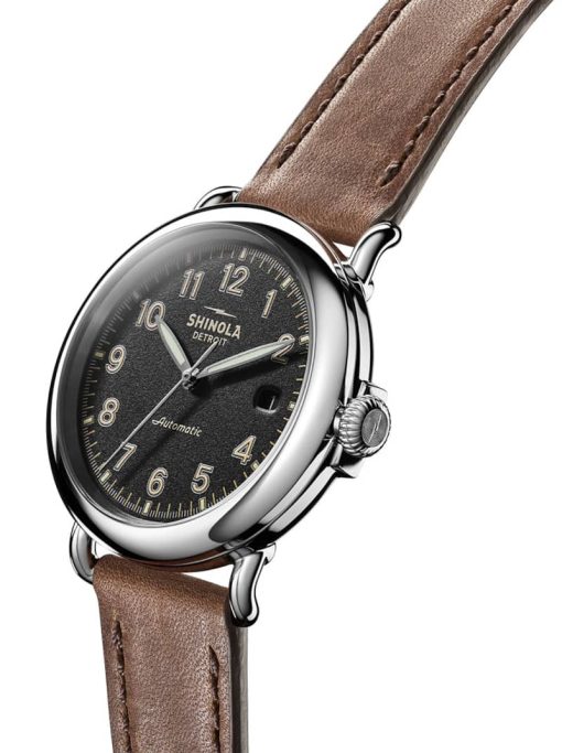 Shinola The Runwell Automatic Matte Black Dial Leather Watch, 39.5mm - Image 2