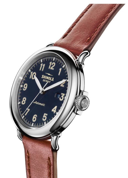 Shinola The Runwell Automatic Midnight Blue Dial Cognac Leather Watch, 45mm - Image 2