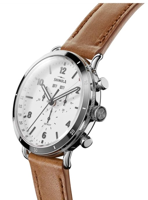 Shinola The Canfield Sport White Dial Bourbon Leather Watch, 45mm - Image 2