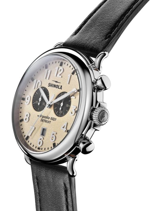 Shinola The Runwell Chrono Cream Dial Leather Watch, 47mm - Image 2