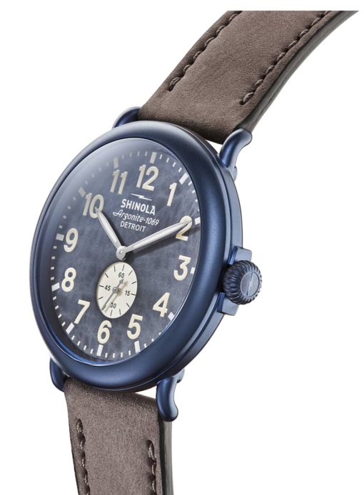 Shinola The Runwell 47mm Blue Hand Painted Dial Sandblast PVD Blue Mens Watch - Image 2