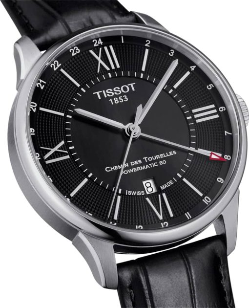 Tissot Chemin Des Tourelles Powermatic 80 Black Dial & Black Leather Watch, 42mm - Image 2
