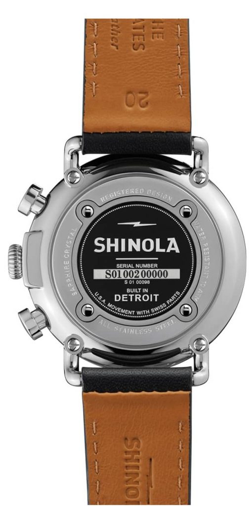 Shinola The Runwell Chrono White Dial Black Leather Strap Watch, 41mm - Image 2