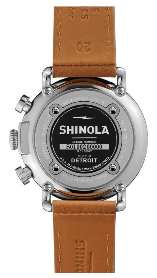 Shinola The Runwell Chrono Slate Blue Dial Tan Leather Strap Watch, 41mm - Image 2