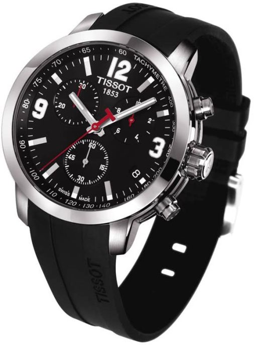 Tissot PRC 200 Chronograph Black Dial Silicone Strap Watch, 42mm - Image 2
