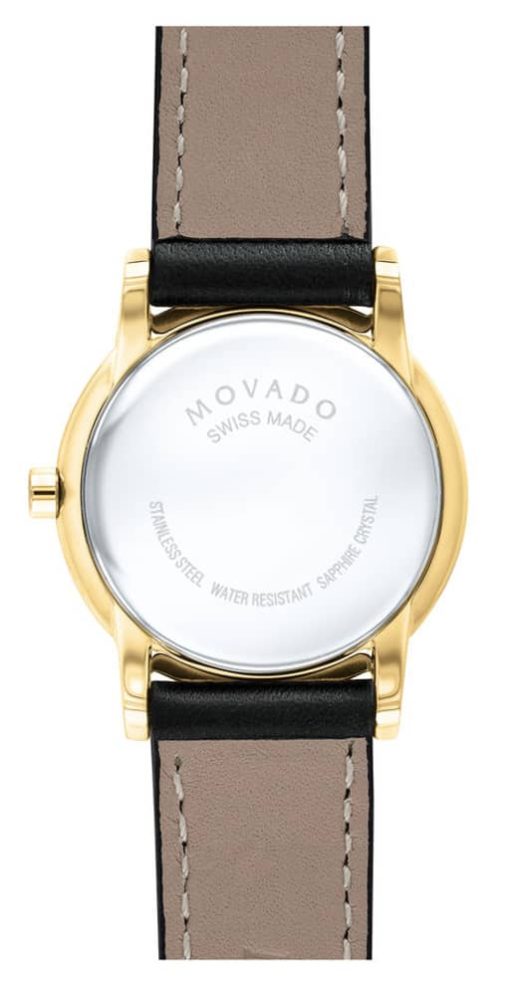 Movado Museum Classic Black Dial & Leather Strap Watch, 28mm - Image 3