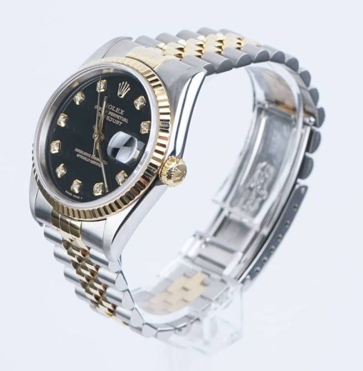 Rolex Pre-Owned Oyster Perpetual Datejust Two-Tone Black Dial Watch, 36mm - Image 3