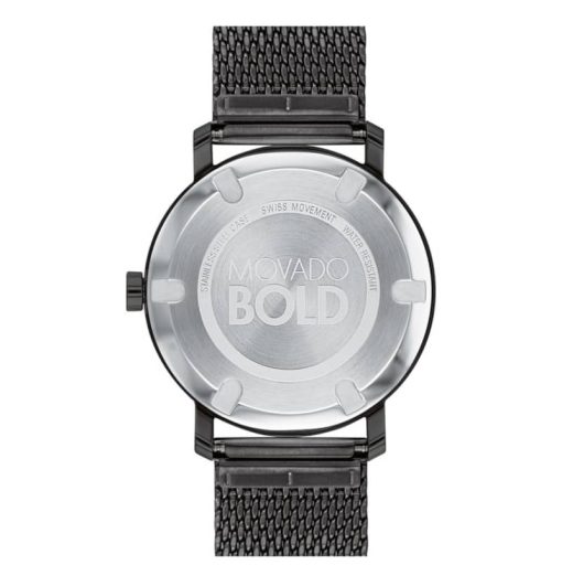 Movado BOLD Evolution Black Dial & Ion-Plated SS Mesh Bracelet Watch, 40mm - Image 3