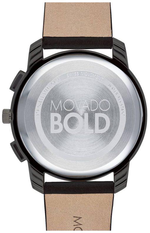 Movado BOLD Thin Chronograph Black Dial & Leather Watch, 42mm - Image 3