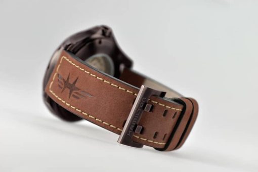 Hamilton Khaki Aviation Day Date Auto Black Dial Brown Leather Strap Watch, 42mm - Image 3