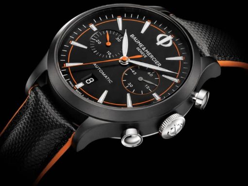 Baume & Mercier Capeland Automatic Chronograph Black w/ Orange Accents Watch, 42mm - Image 3