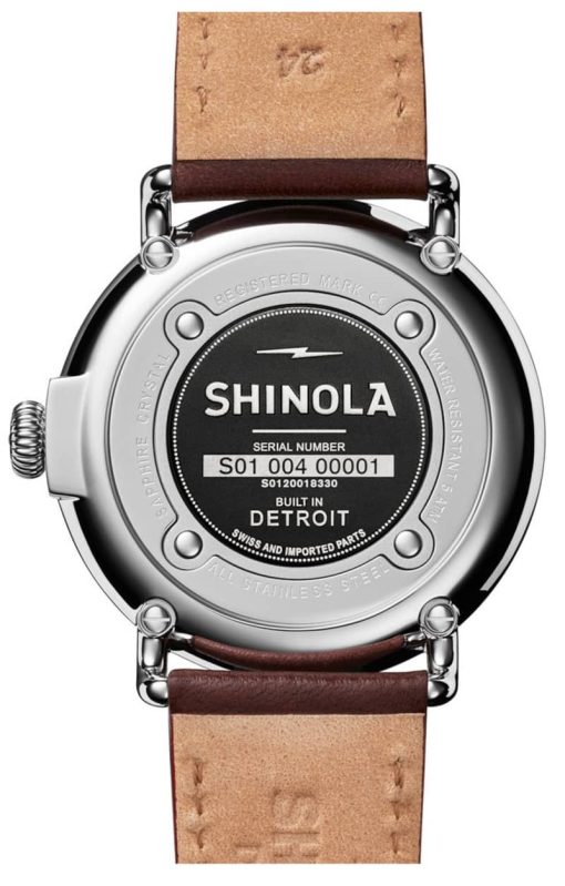 Shinola The Runwell Cool Gray Dial Cognac Leather Watch, 47mm - Image 3