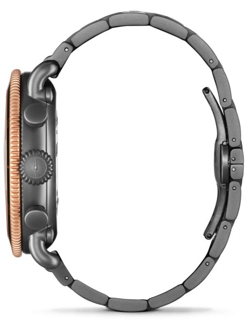 Shinola The Runwell Sport Chrono Stone Dial Sandblast PVD Gunmetal Bracelet Watch, 48mm - Image 3