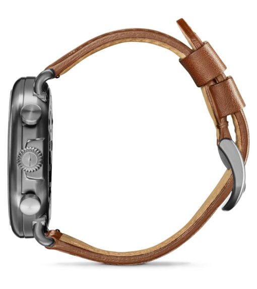 Shinola The Runwell Chrono Green Dial Tan Leather Strap Watch, 47mm - Image 3