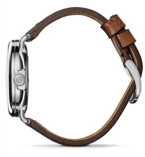 Shinola The Runwell Automatic Matte Black Dial Leather Watch, 39.5mm - Image 3