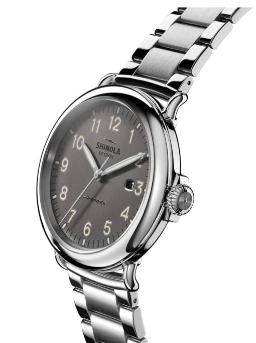 Shinola The Runwell Automatic Gunmetal Dial Stainless Steel Bracelet Watch, 45mm - Image 2