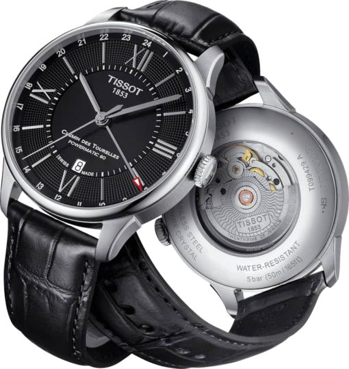 Tissot Chemin Des Tourelles Powermatic 80 Black Dial & Black Leather Watch, 42mm - Image 3