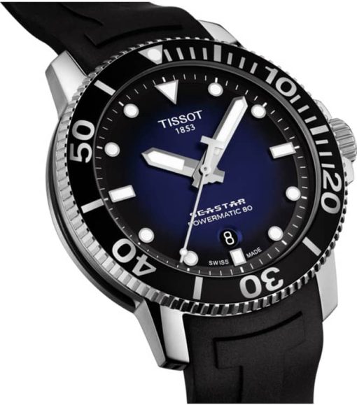 Tissot Seastar 1000 Powermatic 80 Blue Gradient Dial Rubber Strap Watch, 43mm - Image 3