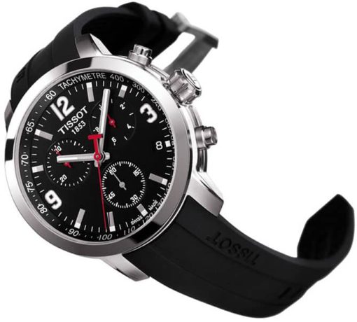 Tissot PRC 200 Chronograph Black Dial Silicone Strap Watch, 42mm - Image 3