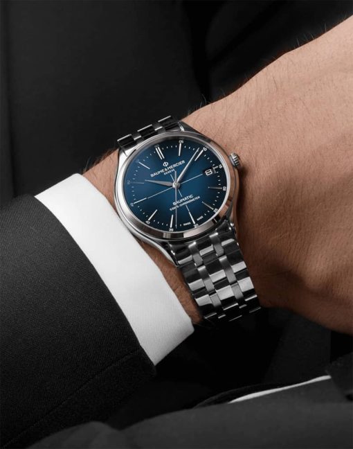Baume & Mercier Clifton Automatic Chronometer Blue Gradient Dial Stainless Steel Watch, 40mm - Image 4