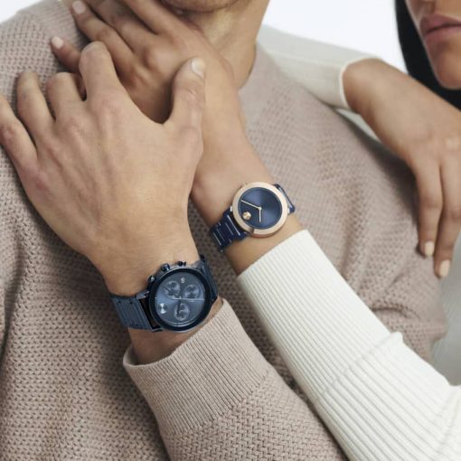Movado BOLD Evolution Navy Dial & Ceramic Link Bracelet Watch, 36mm - Image 4