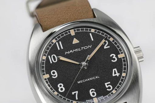 Hamilton Khaki Aviation Pilot Pioneer Mechanical Black Dial Brown Leather Watch, 36mm x 33mm - Image 4