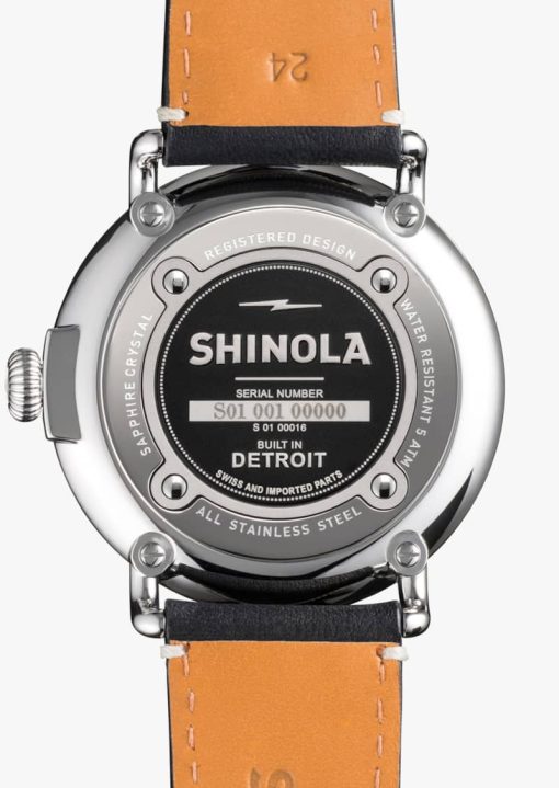 Shinola The Runwell White Dial Black Leather Strap Watch, 47mm - Image 4