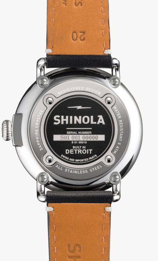Shinola The Runwell White Dial Black Leather Strap Watch, 41mm - Image 4