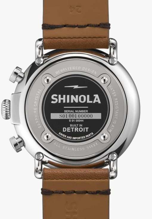 Shinola The Runwell Chrono Black Dial Tan Strap Watch, 47mm - Image 4