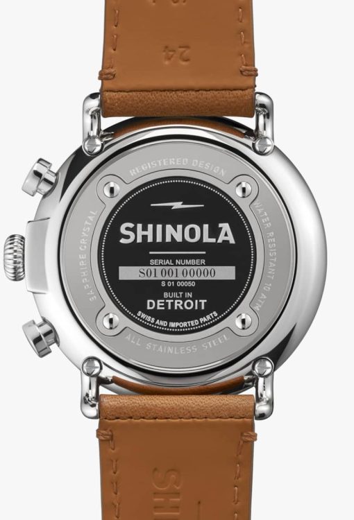 Shinola The Runwell Chrono Green Dial Brown Leather Strap Watch, 47mm - Image 4