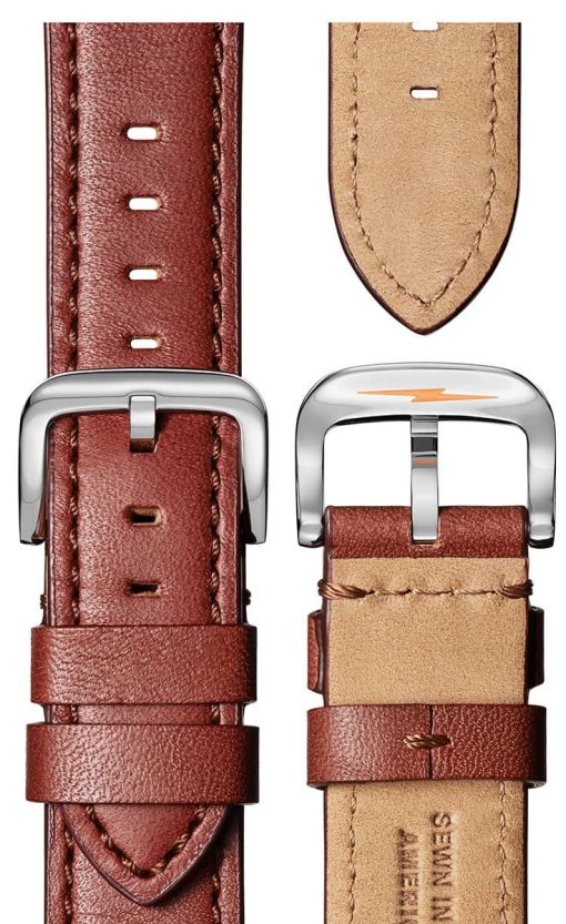 Shinola The Runwell Automatic Midnight Blue Dial Cognac Leather Watch, 45mm - Image 4