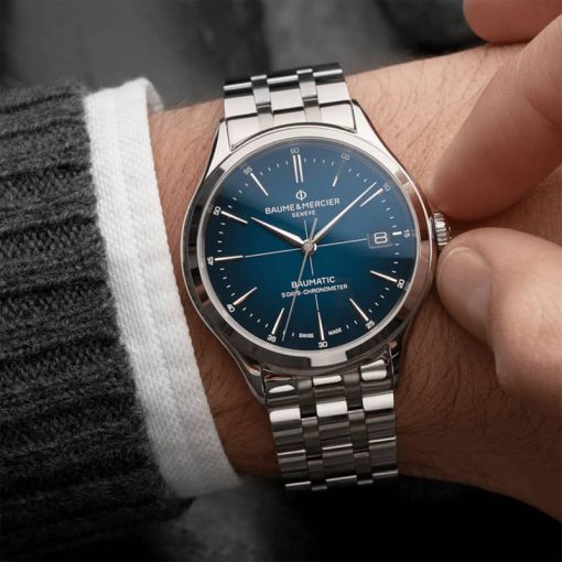 Baume & Mercier Clifton Automatic Chronometer Blue Gradient Dial Stainless Steel Watch, 40mm - Image 5