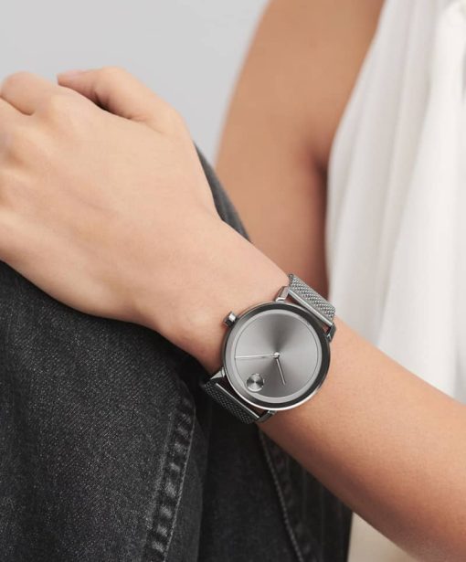 Movado BOLD Evolution Grey Dial & Ion-Plated SS Mesh Bracelet Watch, 40mm - Image 5