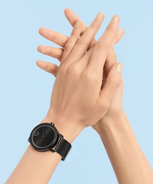 Movado BOLD Evolution Black Dial & Ion-Plated SS Mesh Bracelet Watch, 40mm - Image 5